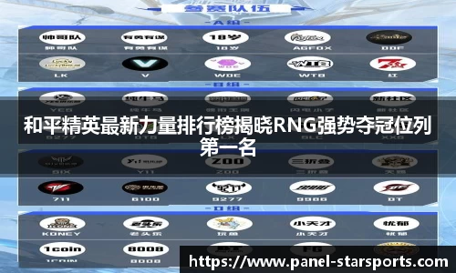 和平精英最新力量排行榜揭晓RNG强势夺冠位列第一名
